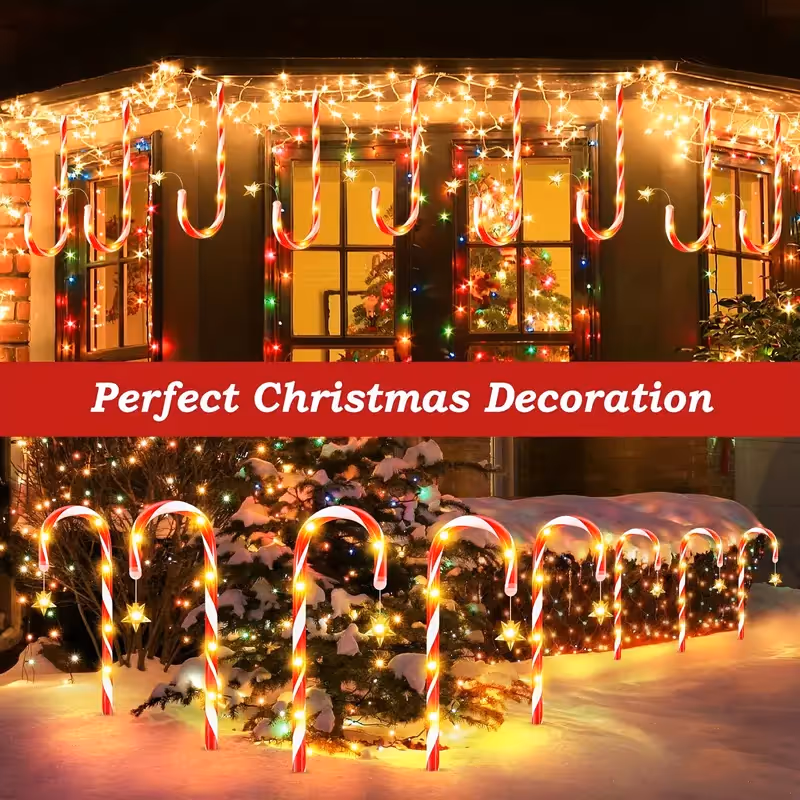 Solar Candy Cane Lawn Lights - outdoor solar lighting